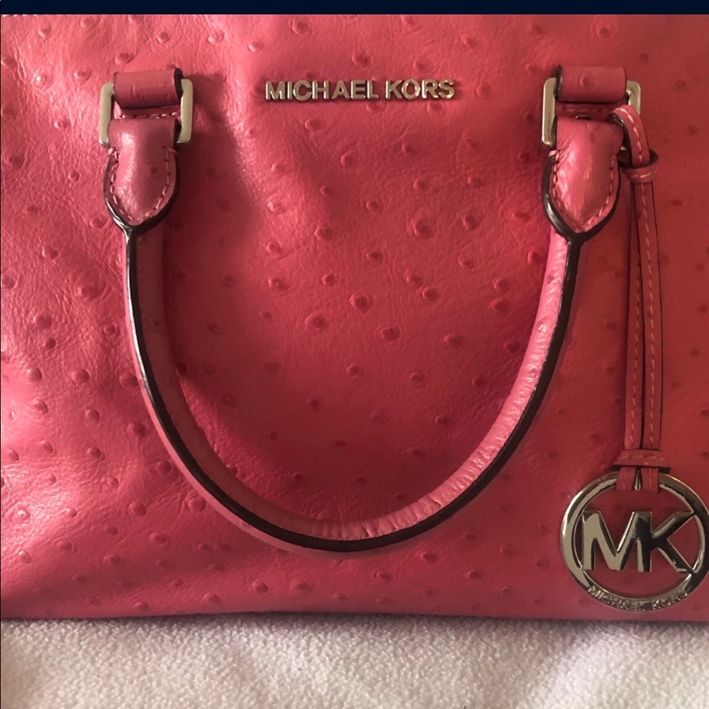 Michael Kors Pink Ostrich Leather Bag